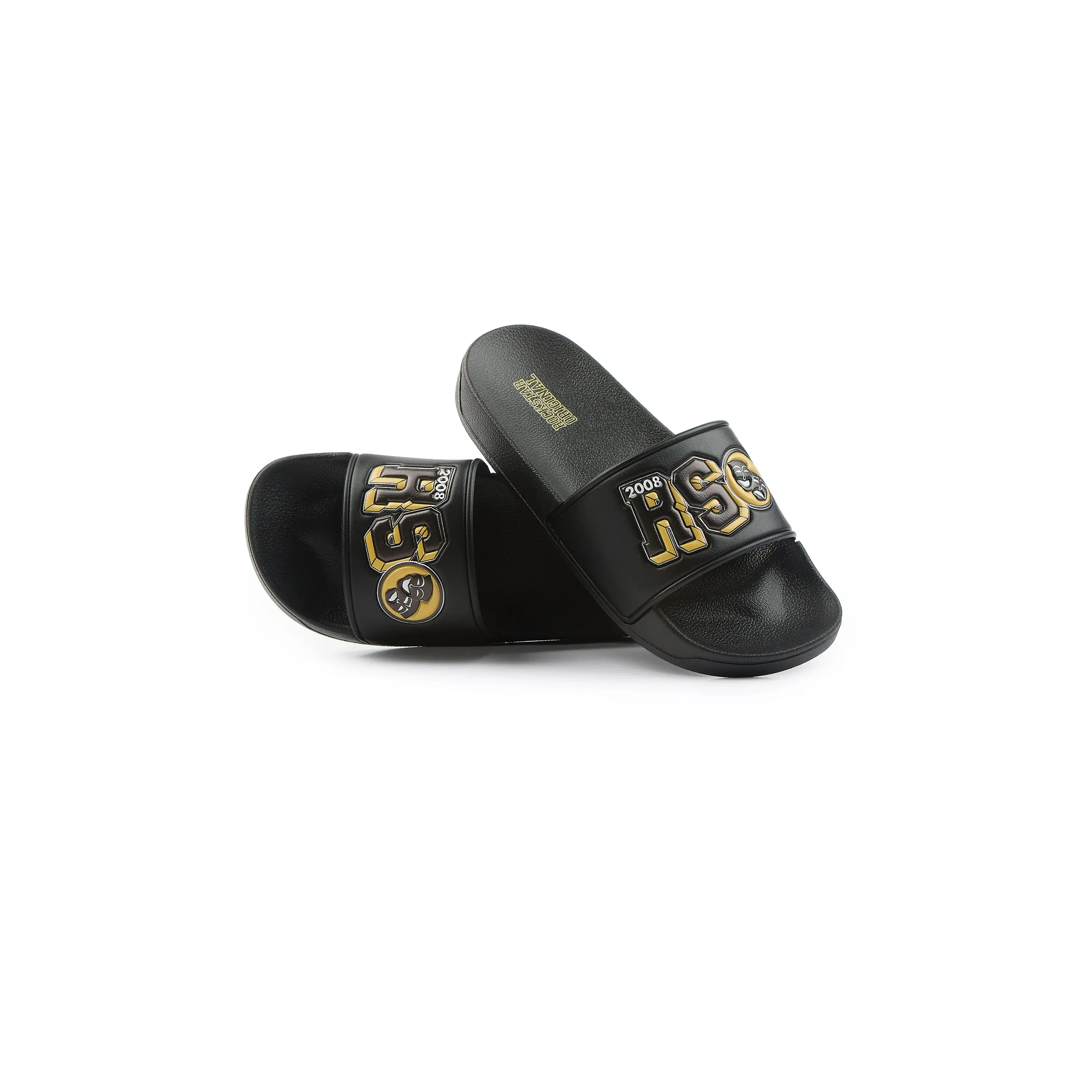 Boys Leslaw Black/Yellow Slides
