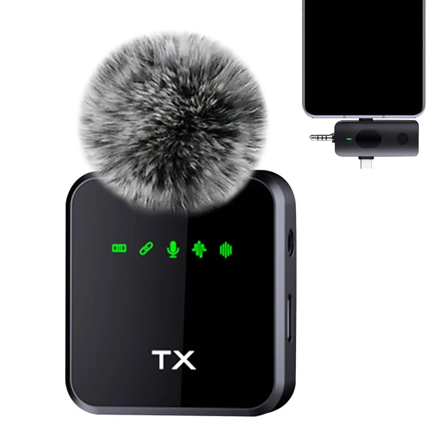Noise Reduction Wireless Lavalier Microphone with Clear Voice, Portable Lapel Mic for Outdoor Live Broadcast Usb Rechargeable Mic