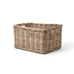 Rattan Rectangle Basket Kubu Grey - Versatile Organizer for Room Use, Ideal for Storage and Organization