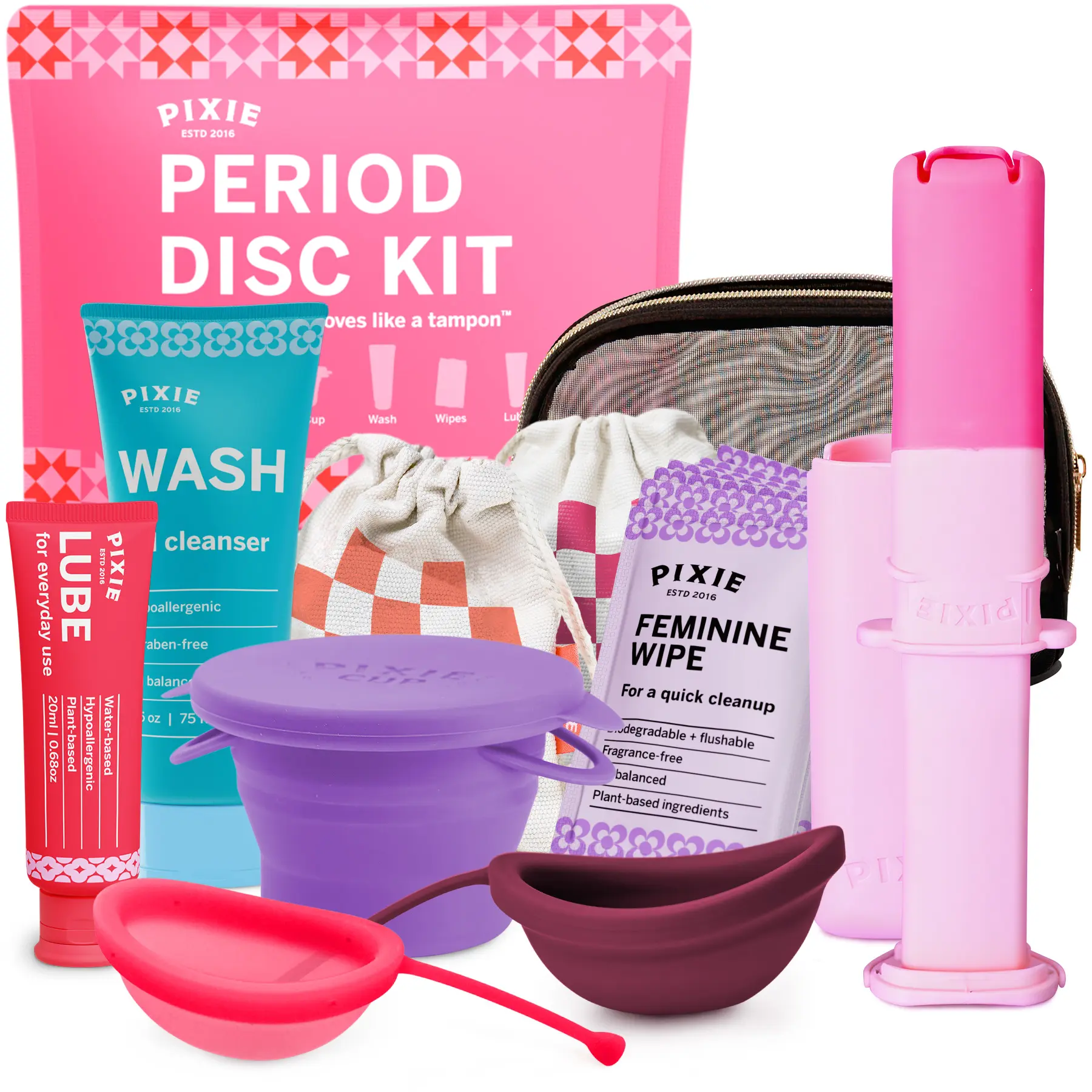 Pixie Menstrual Disc Kit for Feminine Care - Pixie Discs are Designed to Remove Like Tampons - 100% Medical-Grade Silicone - Best Period Disc Starter Kit - Proven to Become A Successful Disc User