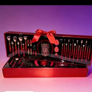 CHERRY BLING 31pc Mega Glitz & Glam Essentials Collection Makeup Brush Set - Precision, Fine Tips, Isolate Areas, Blends Well, Soft Tips