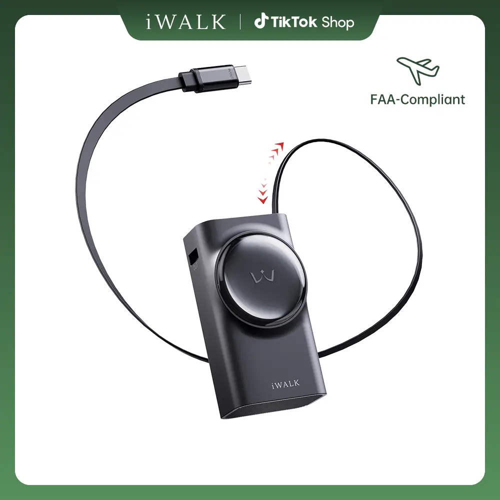 iWALK 10000mAh 30W Compact Portable Power Bank Charger, Mobile Smartphone Accessories with Retractable USB-C Cable, USB-A Port, Triple Output, Adjustable Digital LED Display for Fast Charging iPhone 17, Galaxy S25, Outdoor Use summerwins,summerwins