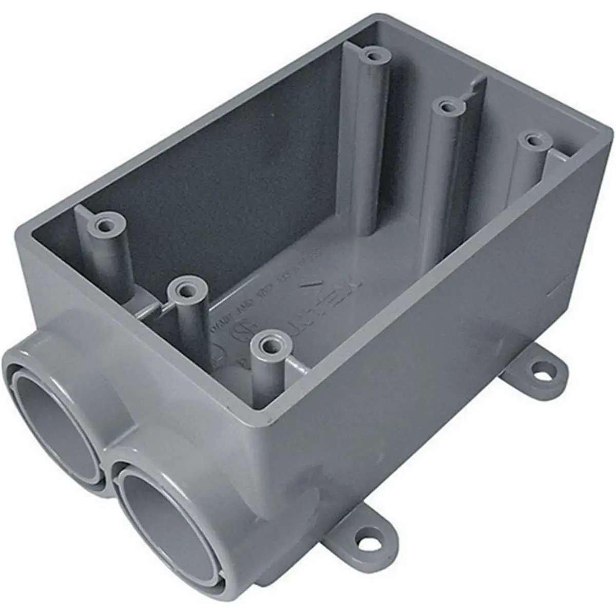 212 MAIN 1-Gang Plastic Weatherproof Outlet Box, Rectangular, FSS Bracket, 3/4 in. Knockouts, UL Listed, Gray, Water-Resistant, Rectangle, Bracket Type Fss