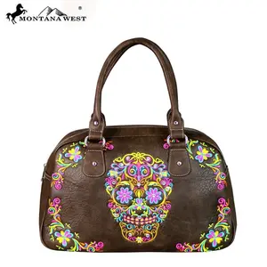 Montana West Sugar Skull Embroidered Studded Weekender Duffle Bag - Dia de los Muertos