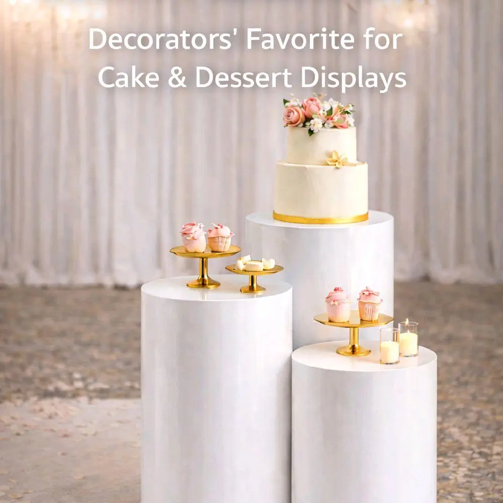 5PC Cylinder Pedestal Stands for Party, White Round Large Cylinder Tables, Pedestal Display Plinth Pillars for Wedding Ceremony Birthday Party Art Decor
