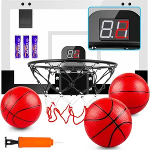 Indoor Basketball Hoop Boys Gifts for Teens and Adults Door Room Basketball Hoop Mini Hoop with Electronic Scoreboard, 3 Balls and Batteries Basketball Toys for 8 9 10 11 12
