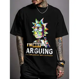 Rick and Morty Creative Design Men's and Women's Casual T-shirts, Casual Trend, Fashionable and Versatile, Solid Color Pure Round Neck Breathable and Comfortable T-shirts, a Must-have for Outdoor Sports