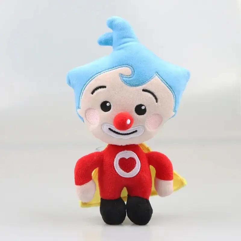 25cm Plim Clown Plush Toy Kawaii Clown Soft Stuffed Anime Doll Perfect Birthday Holiday Gift for Kids Blue Hat Red Suit