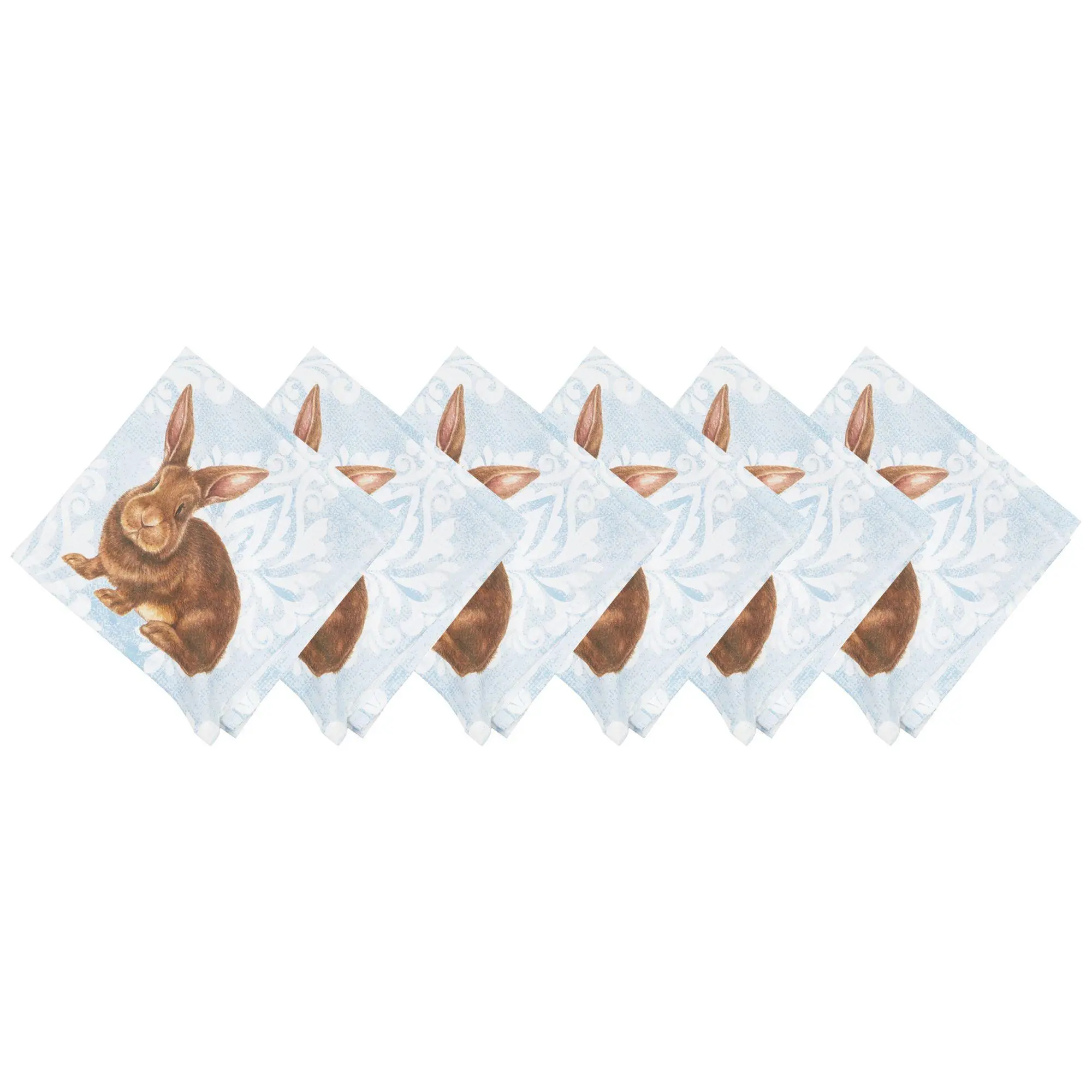 Damask Bunny Napkin Set of 6 by Valerie