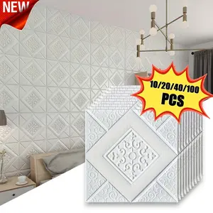 10/20/40/100 Sheets 13.78x13.78 Inch 3D Self-Adhesive Xpe Foam Wall Paper, Waterproof Easy Install, Ideal for Kitchen Bathroom Living Room Splashproof Walls, Decorative Wallpaper