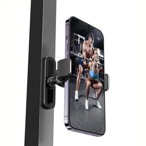 Gym Magnetic Phone Mount, 360 Degree Adjustable Magnetic Phone holder for Gym Attach to Metal Surface, Fitness Equipment Accessories for HIIT Timers Home Gym