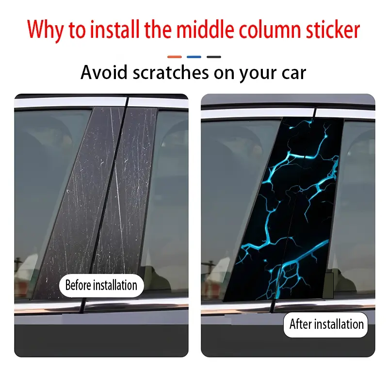 2 pieces "Electric Glow Shuttle" Cyber Windmill Sticker, Car Middle Pillar Sticker - Rainbow optical flow car sticker, Graphic Decal, self-adhesive waterproof and scratch-proof, suitable for glass, metal, plastic, ceramic, wood surfaces - car decoration
