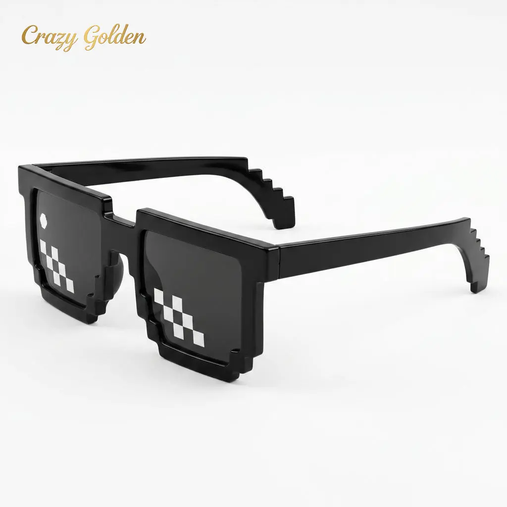 Mosaic square glasses - The ultimate display tool for 2D images. Sunglasses with barcode rectangular pixel lenses. Suitable for various scenarios such as parties and gatherings Indoor leisure equipment