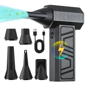 4-Speed Adjustable 130000RPM Turbo Blow Jet Fan, Electric Air Duste, Cleaning Blow Tool, with 5 Outlet Nozzlesr, Type-C USB Rechargeable, Suitable for Car, Home, Computer, Keyboard, Outdoor Cordless Turbo Blow with Electric Air Dust Collection