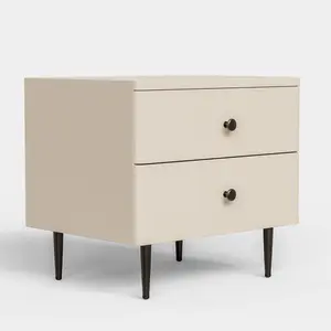 20'' Beige Color Modern Minimalist Nightstand Wooden Side Table with 2 Storage Drawers for Bedroom