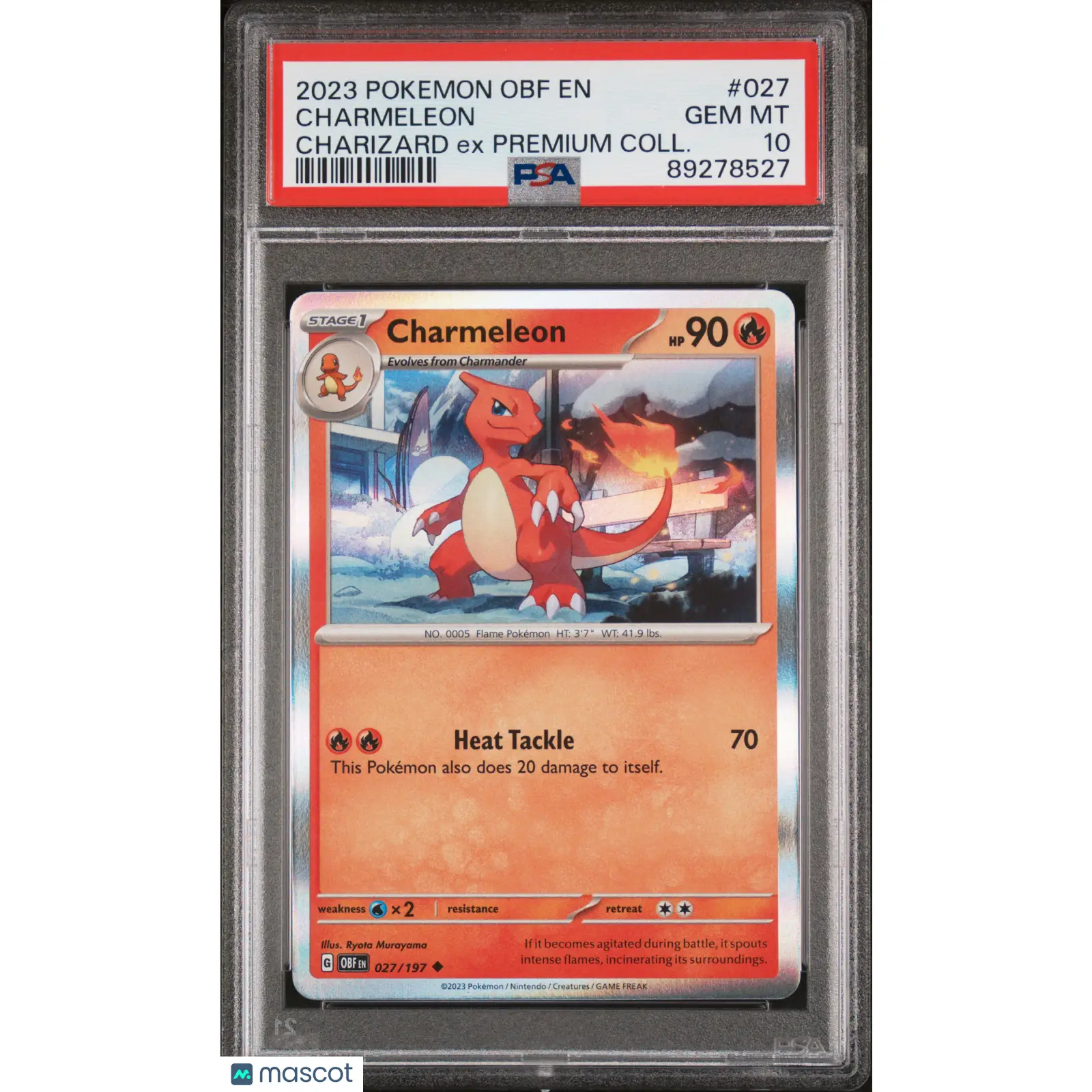 PSA 2023 Pokémon TCG Charmeleon #027 Obsidian Flames Holo 10 Graded Card