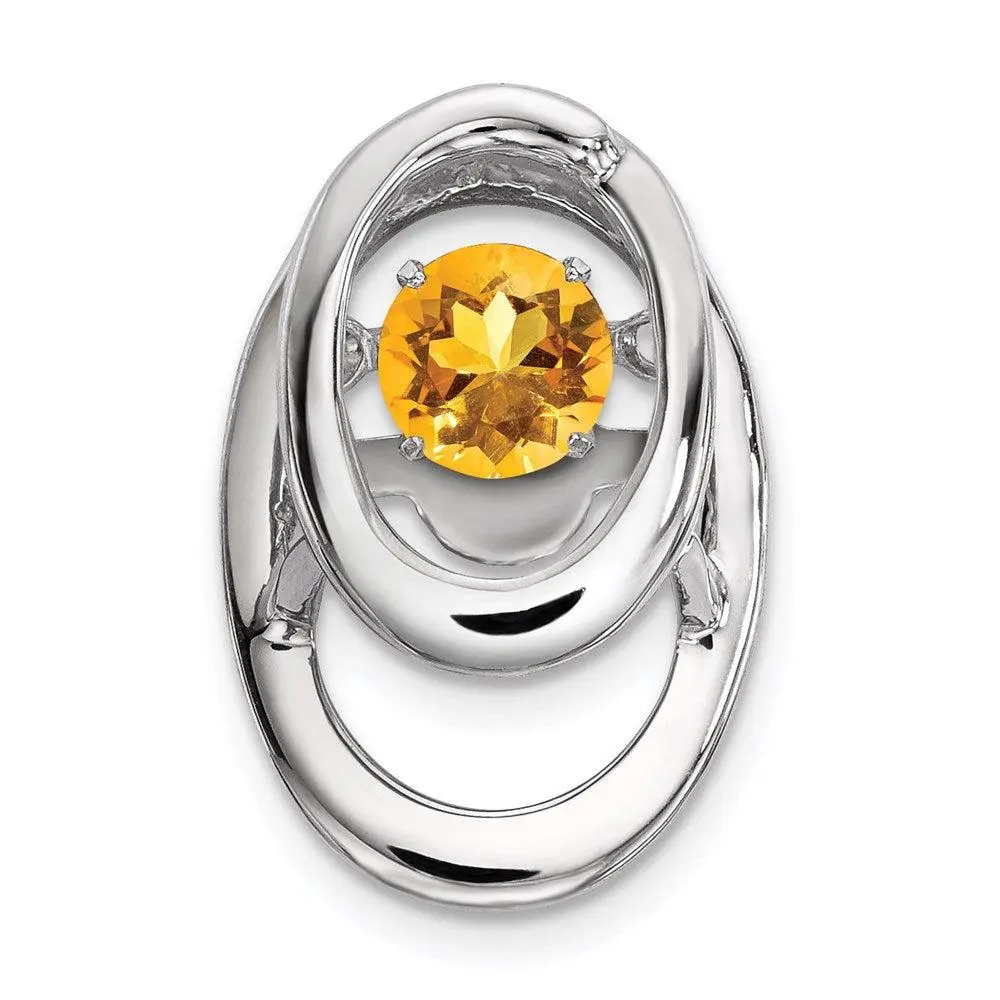 Sterling Silver November Citrine Birthstone Chain Slide Necklace Layering Gift Women