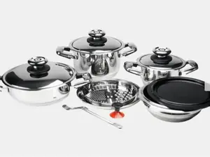 Professional Platinum 12-Piece Cooking System - T304 Stainless Steel - Waterless & Greaseless - Retains Nutrients - Stackable - Lifetime Guarantee
