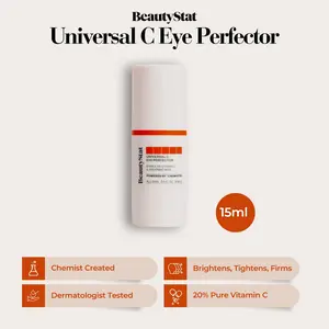 BeautyStat C Eye Perfector Dark Circle Reducing Vitamin C Eye Cream, Made in the USA with 5% L-Ascorbic Acid (Pure Vit C), Hyaluronic Acid - Hydrating, Firming Under Eye Brightener Daily Fragrance