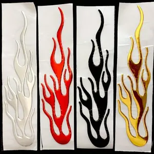 2PCS Universal Car Motorcycle Automotive 3D Flame Fire Reflective Sticker Reflective Vinyl Decal Cruiser Chopper Cafe Racer Old School