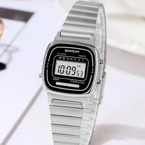 Women's Fashionable Digital Watch, Casual Versatile Stainless Steel Strap Digital Watch for Daily Use, Waterproof Sports Watch for Women & Girls, Stainless Steel Wristwatch, Digital Analog Watch, Fashion Wristwatches