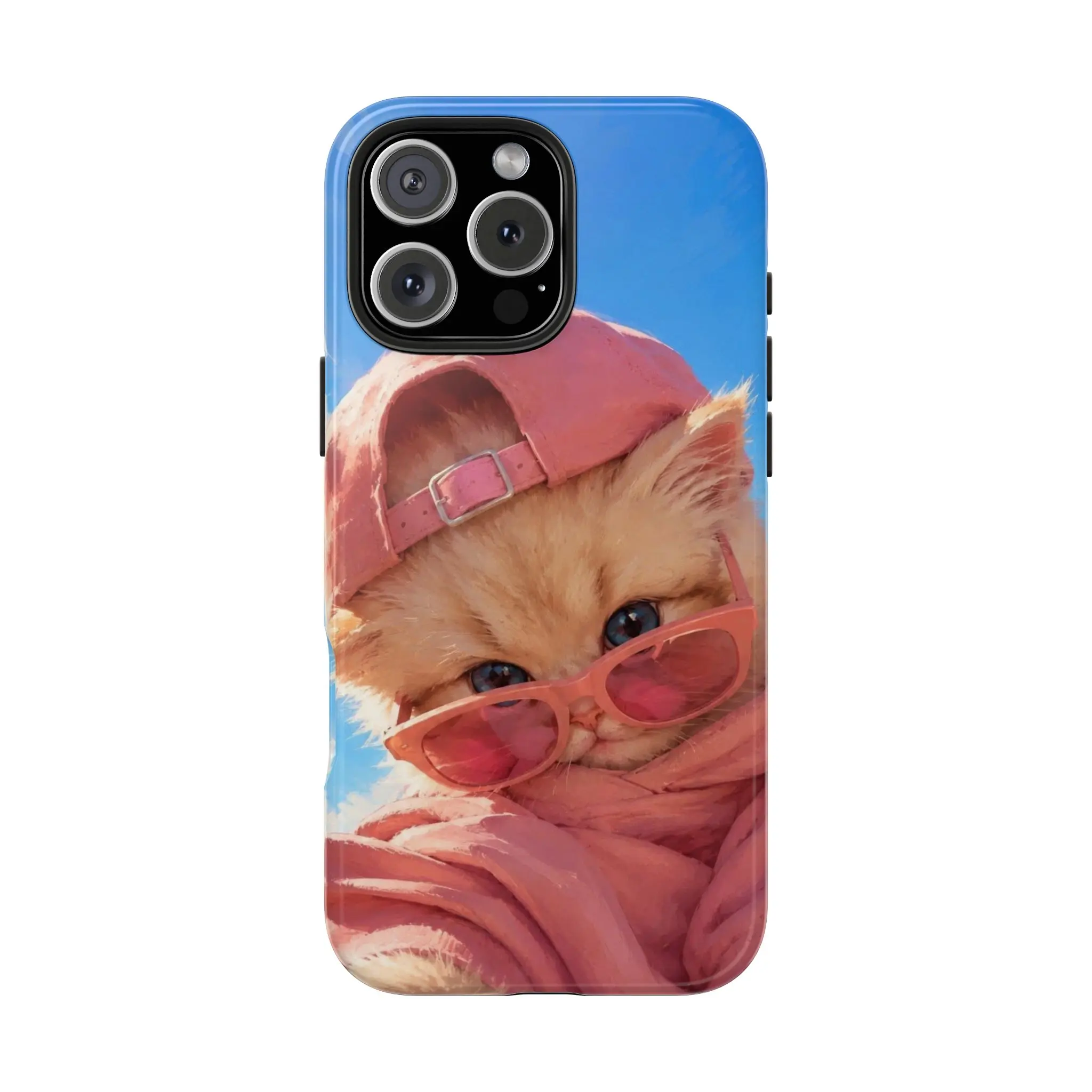 Cute Kitty Phone Case, Funny Cat Cover - TPU / Polycarbonate (PC) Dual Layer Shockproof & scratch-resistant Glossy Finish Tough Case for iPhone 11-17 & Samsung Galaxy S21-S26 All series