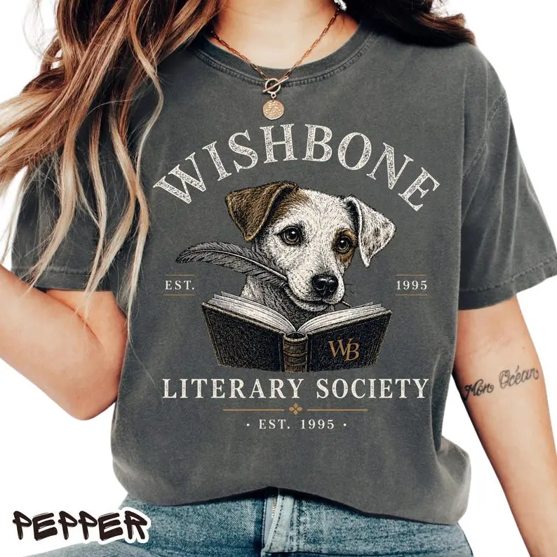 Wishbone Dog Shirt, Vintage Literary Society Tee, Book Lover Gift, Comfort Colors T-Shirt