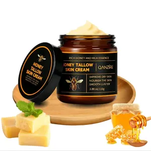 Whipped Tallow Balm with Raw Honey - Grass-Fed Tallow, Nourishing Moisture Single Item, Daily Hydrating Body Care Cream for Sensitive Skin Mild Moisturizer