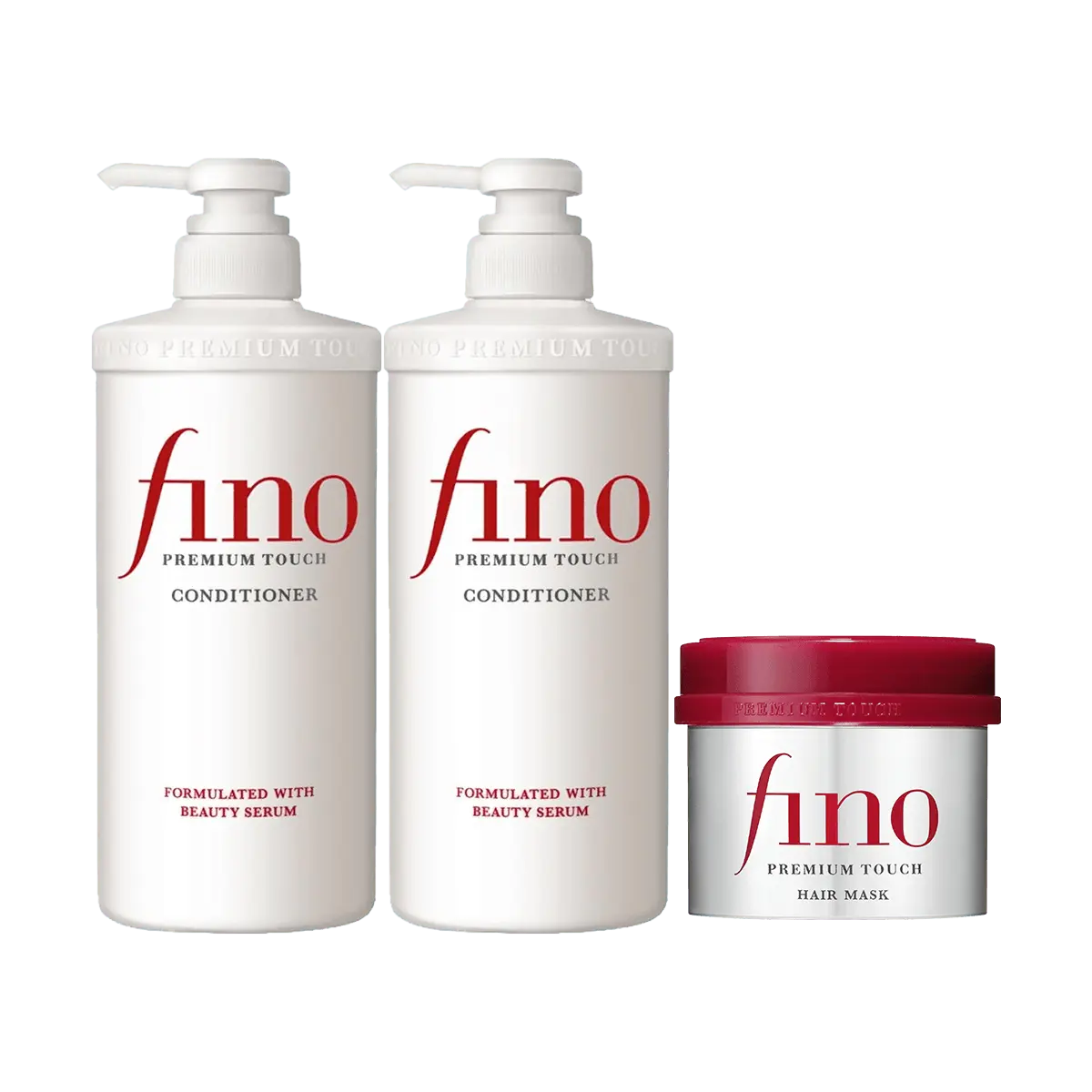 FineToday Fino Hair Care Set Shampoo Conditioner 550ml 2pcs Red Treasure Hair Mask 230g Restore Dry Hair