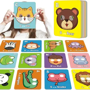 26 A-Z Animal Letter Mask Cards Featuring Upper and Lower Case Letters, Cute Cut-Out Design for Phonics Practice Classroom Activities and Early Education, Vocabulary Flashcards, Word Cards, Visual Stimulation Cards