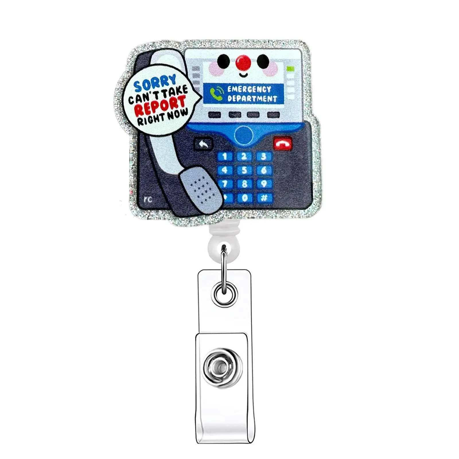 Cartoon Phone Retractable Badge Reel, 1 Count ID Holder with Clip for Nurse Doctor Student & Office Staff, Medical Badge Holder, Identification Badges & Supplies, ID Card Holder, Badge Reels Retractable, Nursing Badge Reel