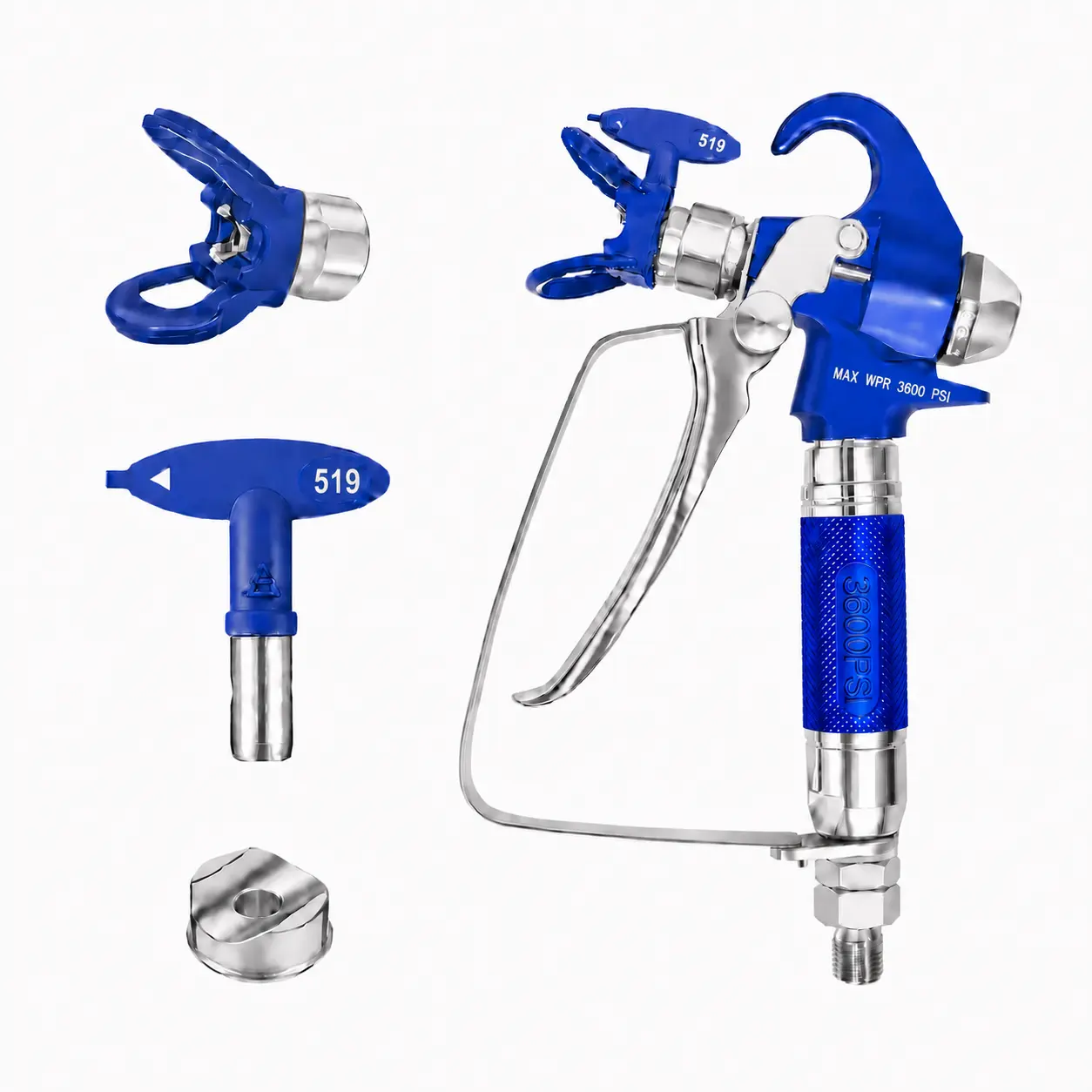 Airless High Pressure Paint Spray Gun 3600 PSI 519 Tip and Nozzle Guard Compatible with Titan Graco and Wagner Airless Paint Sprayers