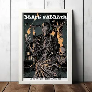 Bl4ck Sabbath Vintage Concert Poster, Classic Rock Tour Wall Art, Heavy Metal Music Print, Frameless Retro Decor, Band Fan Gift