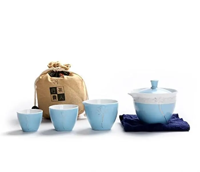 Travelling Bag Teapot Set - Portable for Tea Lovers Anywhere - Blue