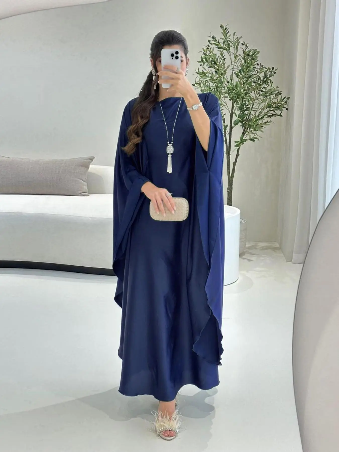 Women's Ramadan Plain Elegant Muslim Abaya Dress, Islamic Abaya, Loose Abayas, Long Loose-Fit Woven Fabric, Casual Style for All Seasons, No Waist Belt Design, Muslim Clothing