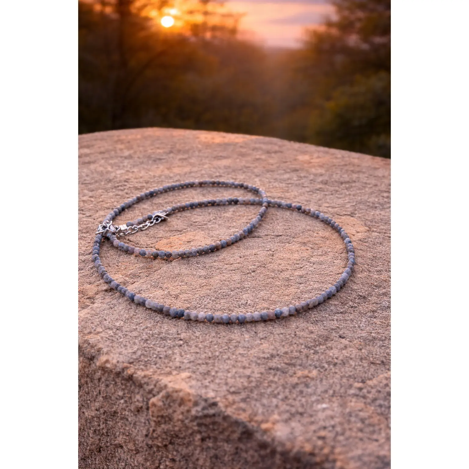 2mm Faceted Natural Sapphire Crystal Energy Necklace with Clasps, Home Decor Accent Piece