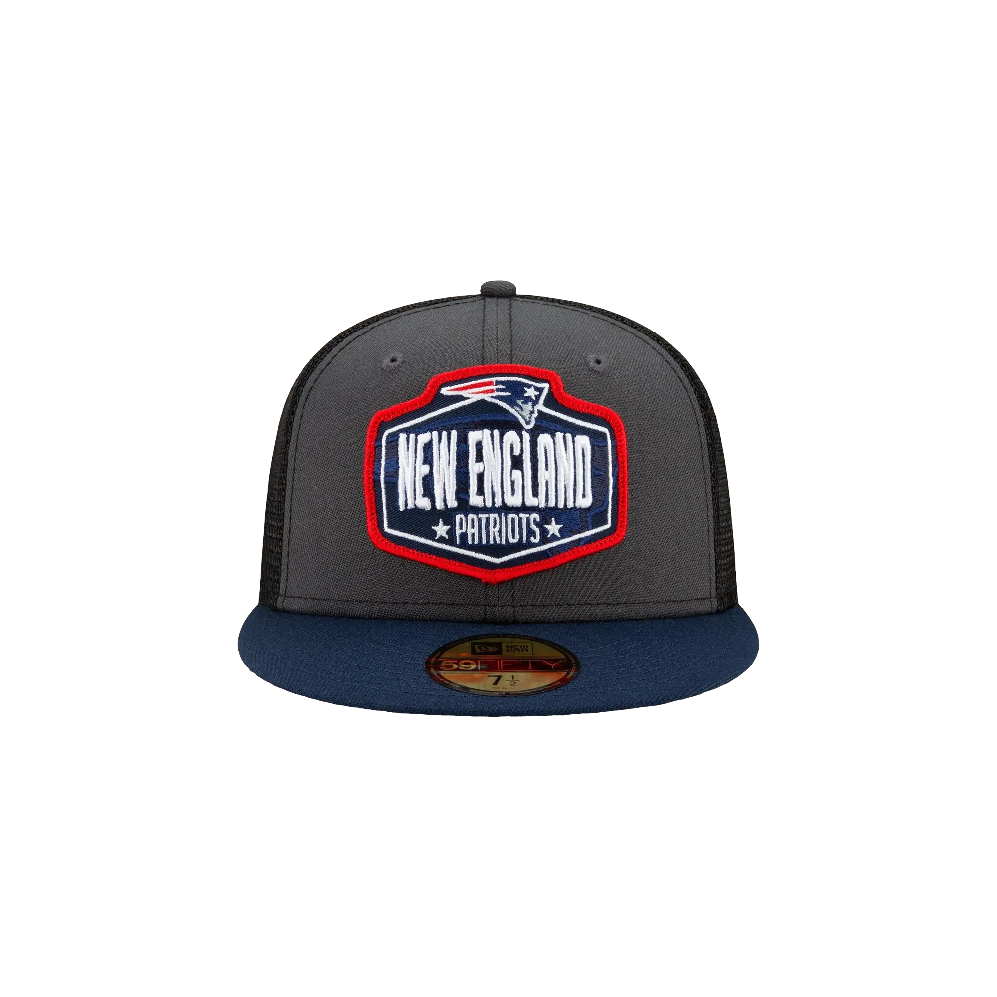 59FIFTY New England Patriots 2021 Draft Fitted Hat "Graphite and Black / Navy - Brim" NE786