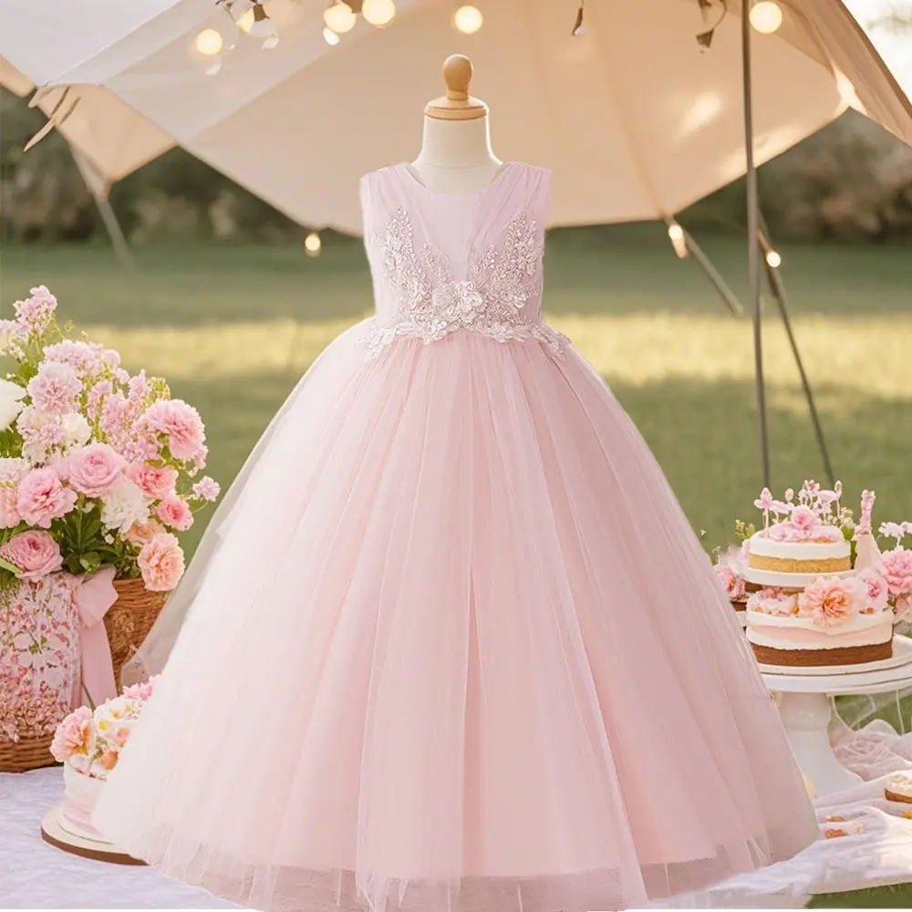 603 Girls fairy tale princess dress sweet pink dress elegant beautiful dress suitable for birthday party piano concert