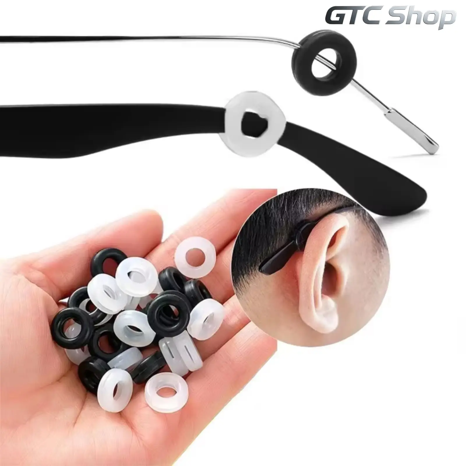 10 Pairs Anti-Slip Silicone Ear Grip Hooks, Glasses Temple Holder Stopper, Soft Silicone Eyeglasses Ear Fastener Bracket, Wear-Resistant Eyewear Retainer Accessories for Daily Use