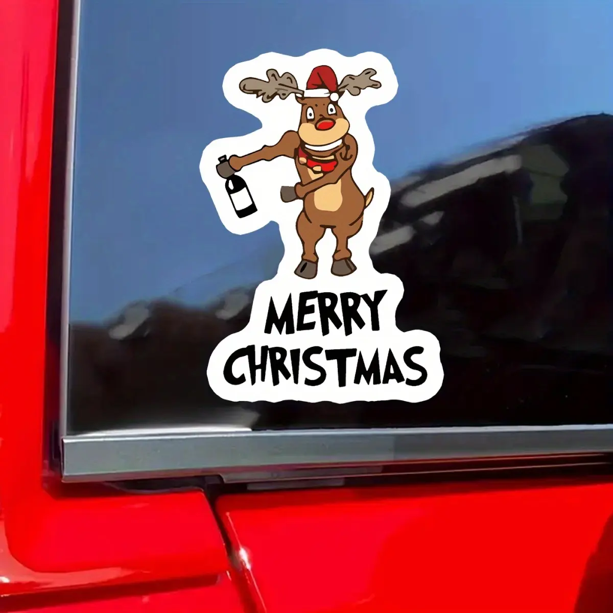 1pc Merry Christmas Reindeer Decal Sticker, Polypropylene Holiday Car, Laptop, Motorcycle, Water Bottle, Notebook Decoration Adhesive Vinyl Sheet