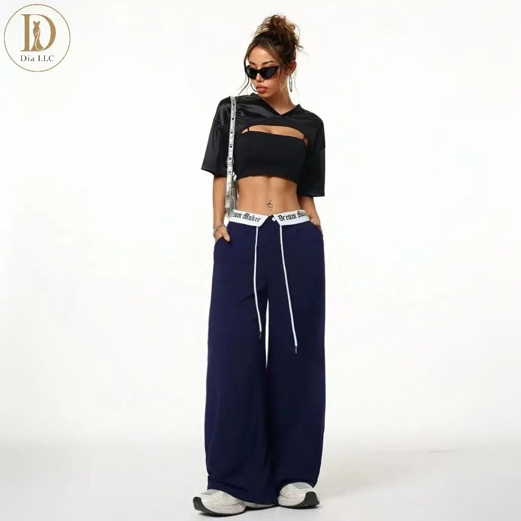 Women's Fleece Lined Sweatpants Wide Leg Drawstring Waist Loose Casual Lounge Pants Straight Trousers Winter Warm Street Style 2025