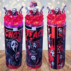 Halloween Character 20 Oz Light Up Ice Tumbler with Magnetic Lid - Bottle, Drinkware Metal Stainless