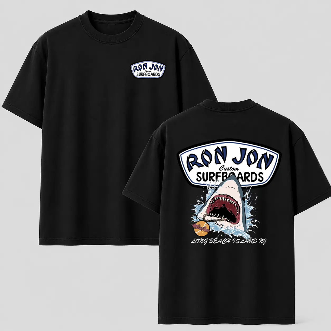 Retro Ron Jon Long Beach Island Great White Shark T-Shirt - Mineral Wash Surf Culture Graphic Tee