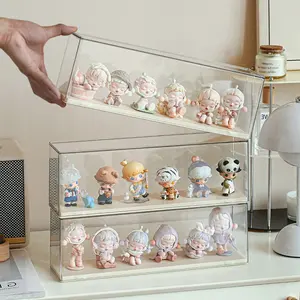 Acrylic Transparent Display Case, Solid Color Blind Box Storage Stand, Dustproof & Stackable Design, Ideal for Toys & Collectibles