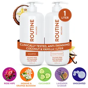 Routine Wellness 1 Liter Anti-Thinning Volumizing Shampoo and Conditioner Set for Thinning Hair & Hair Loss - Grow Your Confidence with Biotin & DHT Blockers - 1 Liter Set