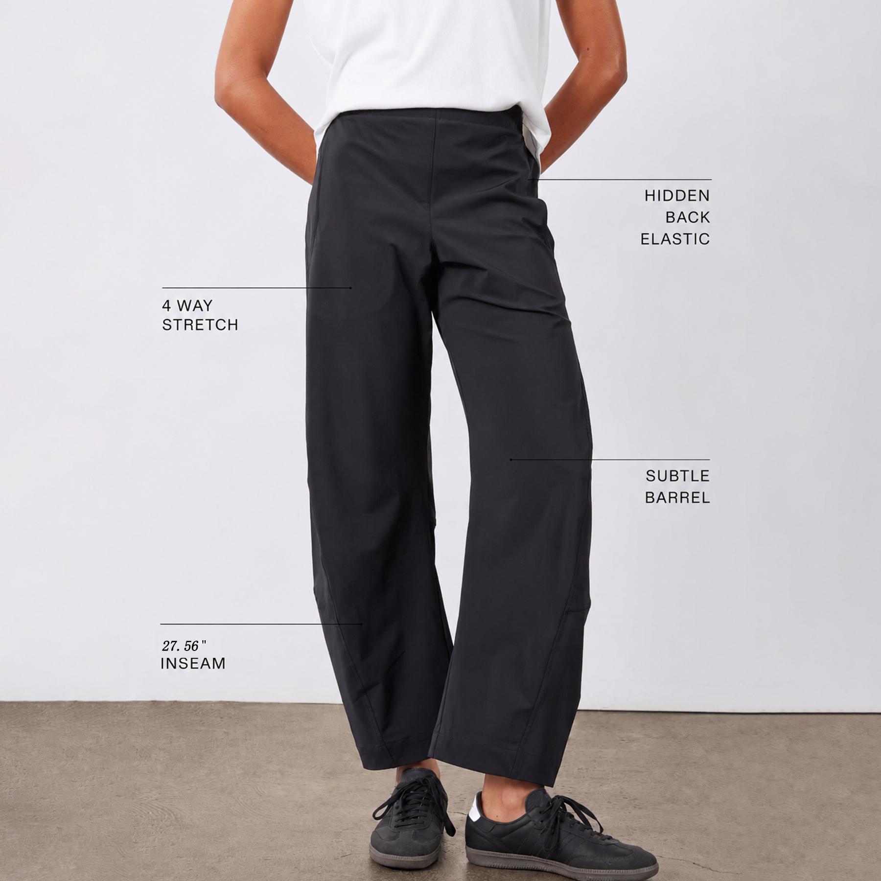 JGS1996 Women's Mid Rise Barrel Pants Elastic Back Waist Tapered Trousers with Side Pockets Baggy Lounge Bottoms True to Size for Daily Travel & Back to School Breathable Fabric