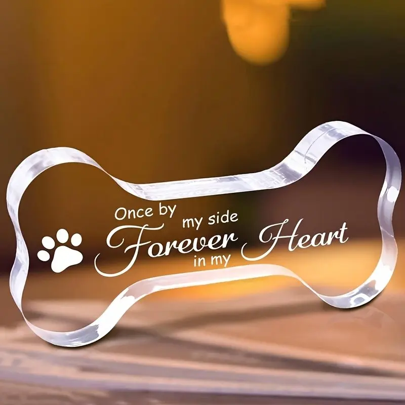 Acrylic Pet Memorial Plaque, Personalized Dog Tribute Gift with Paw Print, Elegant Desktop Decoration, Multi-Functional Mourning Keepsake