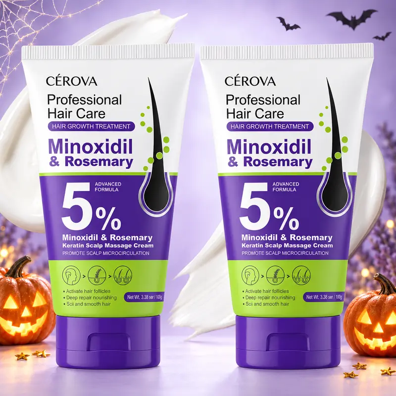 [Limited Halloween Offer- Buy 1 get 1] CEROVA New Formula 5% Minoxidil & Rosemary Hair Growth Massage Cream, Men Women Anti Hair Loss Treatment, Ginger Root & Keratin Nourishing Hair Gel