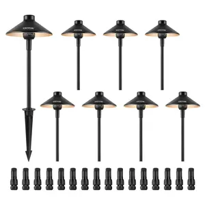VEVOR 8 Pack Low Voltage Landscape Path Lights,  3W 210LM 12V-24VAC/DC Outdoor LED Pathway Lighting, 3000K Warm White Walkway Lights with Quick Connectors, IP66 Waterproof for Yard Garden Sidewalk