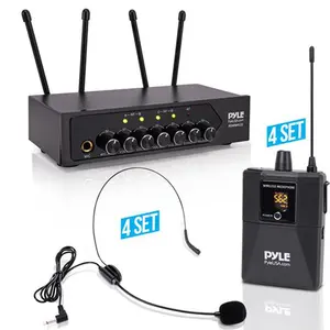 Portable UHF Wireless Mic System - 4 Mics, Bluetooth, Battery Operated